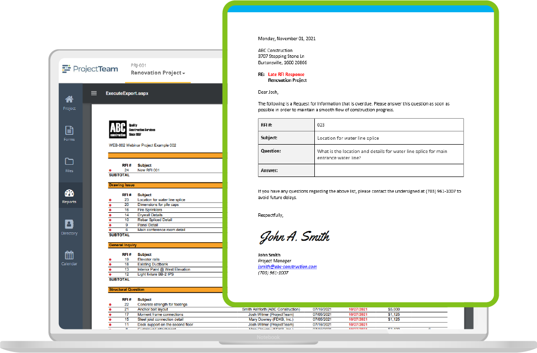 Customize reports in ProjectTeam.com