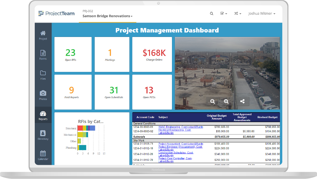 Create dashboards in ProjectTeam.com